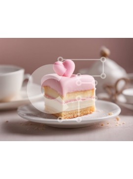 Σετ των 2 Intra Συλλεκτικό Ξύλινο Παζλ Plywood  4mm - Κέικ σε σχήμα καρδιάς με φλιτζάνια τσαγιού στο τραπέζι Σε Ξύλινο Κουτί - Διαστάσεις: 10x10 cm – 25 κομμάτια