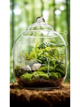 Σετ των 2 Intra Συλλεκτικό Ξύλινο Παζλ Plywood  4mm - Όμορφο Terrarium με μια λίμνη νερού και φυσικά στοιχεία Σε Ξύλινο Κουτί - Διαστάσεις: 10x10 cm – 25 κομμάτια