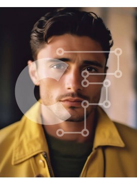 Intra Συλλεκτικό Ξύλινο Παζλ Plywood  4mm - Σοβαρός άνδρας με κίτρινο σακάκι που κοιτάζει την κάμερα Σε Ξύλινο Κουτί - Διαστάσεις Puzzle: 10x10 cm – 25 κομμάτια