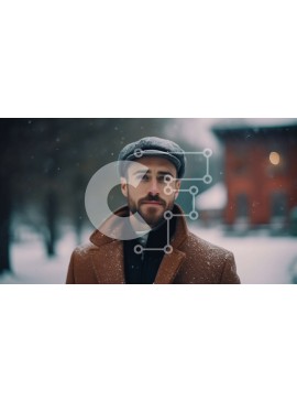 Intra Συλλεκτικό Ξύλινο Παζλ Plywood  4mm - Χειμερινό πορτρέτο ενός άνδρα με καφέ παλτό και καπέλο Σε Ξύλινο Κουτί - Διαστάσεις Puzzle: 10x10 cm – 25 κομμάτια