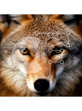 Intra Συλλεκτικό Ξύλινο Παζλ Plywood  4mm - Μαγευτικό κοντινό πλάνο του προσώπου του Κογιότ Σε Ξύλινο Κουτί - Διαστάσεις: 10x10 cm – 25 κομμάτια