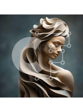 Σετ των 2 Intra Συλλεκτικό Ξύλινο Παζλ Plywood  4mm - Γαλήνια γυναίκα με χάρτινο φόρεμα με μαλλιά που ρέουν Σε Ξύλινο Κουτί - Διαστάσεις: 10x10 cm – 25 κομμάτια