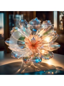 Σετ των 2 Intra Συλλεκτικό Ξύλινο Παζλ Plywood  4mm - Εκπληκτικό γυάλινο λουλούδι με θέα στον ορίζοντα της πόλης Σε Ξύλινο Κουτί - Διαστάσεις: 10x10 cm – 25 κομμάτια