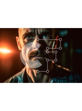 Intra Συλλεκτικό Ξύλινο Παζλ Plywood  4mm - Σοβαρός άντρας με γένια και μουστάκι που κοιτάζει κατευθείαν την κάμερα Σε Ξύλινο Κουτί - Διαστάσεις Puzzle: 10x10 cm – 25 κομμάτια