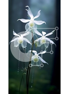 Σετ των 2 Intra Συλλεκτικό Ξύλινο Παζλ Plywood  4mm - Εκπληκτική εικόνα ενός λευκού λουλουδιού με σταγόνες δροσιάς σε ένα σκοτεινό δάσος Σε Ξύλινο Κουτί - Διαστάσεις: 10x10 cm – 25 κομμάτια