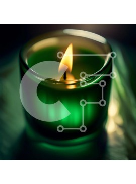 Intra Συλλεκτικό Ξύλινο Παζλ Plywood  4mm - Όμορφη εικόνα ενός πράσινου κεριού σε μια σκοτεινή επιφάνεια Σε Ξύλινο Κουτί - Διαστάσεις Puzzle: 10x10 cm – 25 κομμάτια