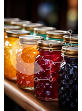 Σετ των 2 Intra Συλλεκτικό Ξύλινο Παζλ Plywood  4mm - Πολύχρωμες μαρμελάδες και ζελέ σε μια σειρά από γυάλινα βάζα Σε Ξύλινο Κουτί - Διαστάσεις: 10x10 cm – 25 κομμάτια