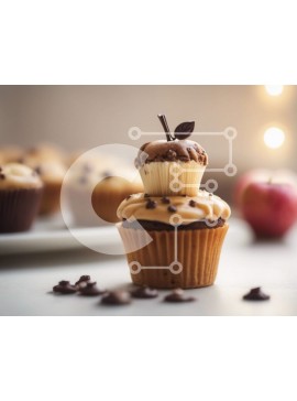 Σετ των 2 Intra Συλλεκτικό Ξύλινο Παζλ Plywood  4mm - Cupcakes στοιβάζονται το ένα πάνω στο άλλο με Cupcake σε σχήμα μήλου Σε Ξύλινο Κουτί - Διαστάσεις: 10x10 cm – 25 κομμάτια