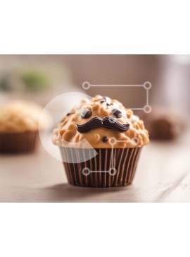 Σετ των 2 Intra Συλλεκτικό Ξύλινο Παζλ Plywood  4mm - Cupcake με μουστάκια σοκολάτας σε επιδόρπιο τραπέζι Σε Ξύλινο Κουτί - Διαστάσεις: 10x10 cm – 25 κομμάτια