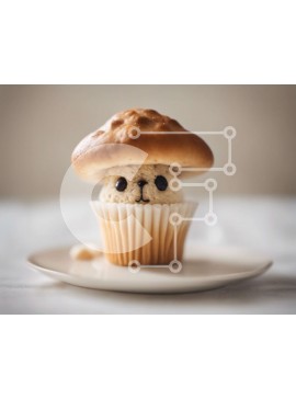 Σετ των 2 Intra Συλλεκτικό Ξύλινο Παζλ Plywood  4mm - Cupcake Mushroom - Delicious Treat Διακοσμημένο σαν μανιτάρι Σε Ξύλινο Κουτί - Διαστάσεις: 10x10 cm – 25 κομμάτια