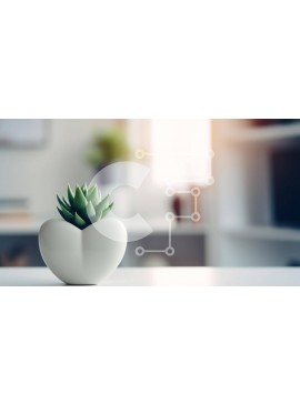 Intra Συλλεκτικό Ξύλινο Παζλ Plywood  4mm - Λευκό φυτό σε γλάστρα σε τραπέζι με βιβλία ραφιών Σε Ξύλινο Κουτί - Διαστάσεις Puzzle: 10x10 cm – 25 κομμάτια