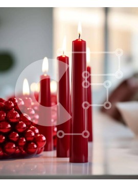 Intra Συλλεκτικό Ξύλινο Παζλ Plywood  4mm - Σειρά από κόκκινα κεριά και μπάλες σε ένα τραπέζι Σε Ξύλινο Κουτί - Διαστάσεις Puzzle: 10x10 cm – 25 κομμάτια