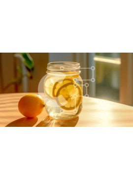 Σετ των 2 Intra Συλλεκτικό Ξύλινο Παζλ Plywood  4mm - Όμορφη εικόνα κομμένων λεμονιών σε γυάλινο βάζο σε ξύλινο τραπέζι Σε Ξύλινο Κουτί - Διαστάσεις: 10x10 cm – 25 κομμάτια