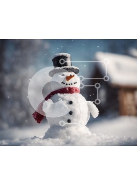 Intra Συλλεκτικό Ξύλινο Παζλ Plywood  4mm - Χιονάνθρωπος στο χιόνι με καπέλο και κασκόλ Σε Ξύλινο Κουτί - Διαστάσεις Puzzle: 10x10 cm – 25 κομμάτια