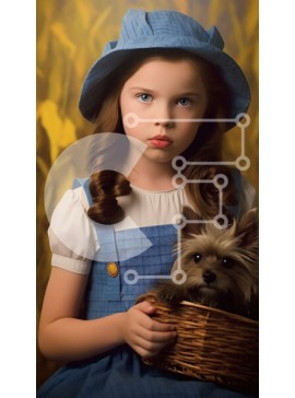 Intra Συλλεκτικό Ξύλινο Παζλ Plywood  4mm - Αξιολάτρευτη εικόνα νεαρής κοπέλας που κρατά ένα μικρό σκυλί σε ένα καλάθι Σε Ξύλινο Κουτί - Διαστάσεις Puzzle: 10x10 cm – 25 κομμάτια