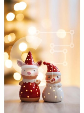 Intra Συλλεκτικό Ξύλινο Παζλ Plywood  4mm - Κεραμικά ειδώλια ταράνδων και ξωτικών Σε Ξύλινο Κουτί - Διαστάσεις Puzzle: 10x10 cm – 25 κομμάτια