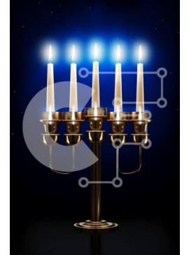 Intra Συλλεκτικό Ξύλινο Παζλ Plywood  4mm - Χρυσή Μενόρα με πέντε αναμμένα κεριά σε σκούρο φόντο Σε Ξύλινο Κουτί - Διαστάσεις Puzzle: 10x10 cm – 25 κομμάτια