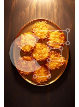 Σετ των 2 Intra Συλλεκτικό Ξύλινο Παζλ Plywood  4mm - Golden Fritters σε ένα πιάτο Σε Ξύλινο Κουτί - Διαστάσεις: 10x10 cm – 25 κομμάτια