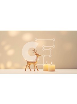 Intra Συλλεκτικό Ξύλινο Παζλ Plywood  4mm - Χρυσό ειδώλιο ελαφιού με αναμμένα κεριά στο φόντο Σε Ξύλινο Κουτί - Διαστάσεις Puzzle: 10x10 cm – 25 κομμάτια