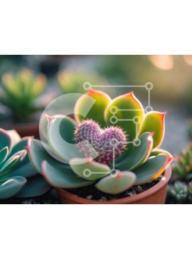 Intra Συλλεκτικό Ξύλινο Παζλ Plywood  4mm - Παχύφυτα σε σχήμα καρδιάς σε γλάστρες Σε Ξύλινο Κουτί - Διαστάσεις: 10x10 cm – 25 κομμάτια