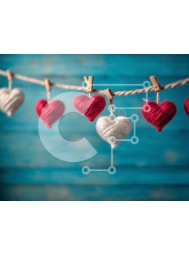 Intra Συλλεκτικό Ξύλινο Παζλ Plywood  4mm - Διακοσμητικά σε σχήμα καρδιάς σε μπλε φόντο Σε Ξύλινο Κουτί - Διαστάσεις Puzzle: 10x10 cm – 25 κομμάτια