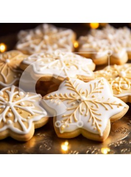 Σετ των 2 Intra Συλλεκτικό Ξύλινο Παζλ Plywood  4mm - Γιορτινά μπισκότα με διακοσμητικά νιφάδα χιονιού σε ασημένια πιατέλα Σε Ξύλινο Κουτί - Διαστάσεις: 10x10 cm – 25 κομμάτια