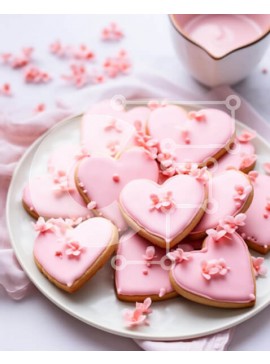 Σετ των 2 Intra Συλλεκτικό Ξύλινο Παζλ Plywood  4mm - Μπισκότα σε σχήμα καρδιάς με ροζ πάγωμα Σε Ξύλινο Κουτί - Διαστάσεις: 10x10 cm – 25 κομμάτια