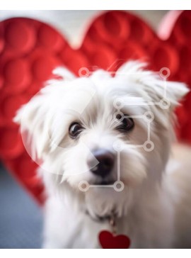 Σετ των 2 Intra Συλλεκτικό Ξύλινο Παζλ Plywood  4mm - Λευκός σκύλος με στολίδια για την ημέρα του Αγίου Βαλεντίνου Σε Ξύλινο Κουτί - Διαστάσεις: 10x10 cm – 25 κομμάτια