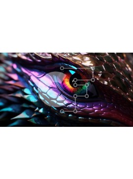 Intra Συλλεκτικό Ξύλινο Παζλ Plywood  4mm - Κοντινό πλάνο ενός μυθικού ματιού δράκου Σε Ξύλινο Κουτί - Διαστάσεις Puzzle: 10x10 cm – 25 κομμάτια