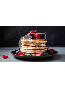 Σετ των 2 Intra Συλλεκτικό Ξύλινο Παζλ Plywood  4mm - Στοίβα τηγανίτες με σιρόπι και μούρα Σε Ξύλινο Κουτί - Διαστάσεις: 10x10 cm – 25 κομμάτια