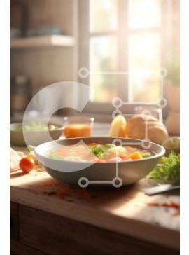 Σετ των 2 Intra Συλλεκτικό Ξύλινο Παζλ Plywood  4mm - Νόστιμο μπολ σούπας με φρέσκα λαχανικά και βότανα Σε Ξύλινο Κουτί - Διαστάσεις: 10x10 cm – 25 κομμάτια