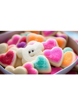 Σετ των 2 Intra Συλλεκτικό Ξύλινο Παζλ Plywood  4mm - Πολύχρωμα μπισκότα σε σχήμα καρδιάς σε μπολ Σε Ξύλινο Κουτί - Διαστάσεις: 10x10 cm – 25 κομμάτια