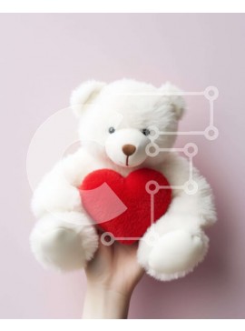 Intra Συλλεκτικό Ξύλινο Παζλ Plywood  4mm - Αρκουδάκι που κρατά μια κόκκινη καρδιά Σε Ξύλινο Κουτί - Διαστάσεις Puzzle: 10x10 cm – 25 κομμάτια