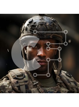 Intra Συλλεκτικό Ξύλινο Παζλ Plywood  4mm - Εικόνα ενός στρατιώτη με στολή παραλλαγής και κράνος Σε Ξύλινο Κουτί - Διαστάσεις Puzzle: 10x10 cm – 25 κομμάτια