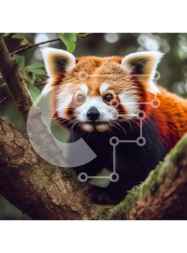 Intra Συλλεκτικό Ξύλινο Παζλ Plywood  4mm - Αξιολάτρευτο κόκκινο Panda ποζάρει για την κάμερα σε ένα κλαδί δέντρου Σε Ξύλινο Κουτί - Διαστάσεις: 10x10 cm – 25 κομμάτια