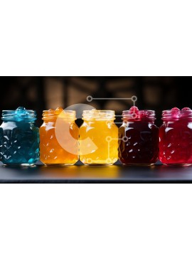 Intra Συλλεκτικό Ξύλινο Παζλ Plywood  4mm - Πολύχρωμα υγρά σε βάζα σε μαύρη επιφάνεια Σε Ξύλινο Κουτί - Διαστάσεις Puzzle: 10x10 cm – 25 κομμάτια