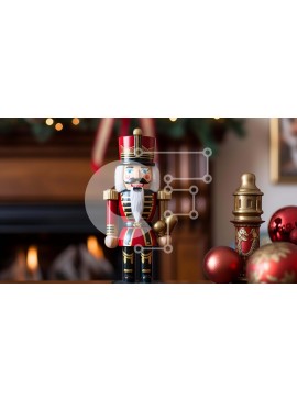 Intra Συλλεκτικό Ξύλινο Παζλ Plywood  4mm - Καρυοθραύστης ειδώλιο στο τραπέζι με χριστουγεννιάτικα στολίδια Σε Ξύλινο Κουτί - Διαστάσεις Puzzle: 10x10 cm – 25 κομμάτια