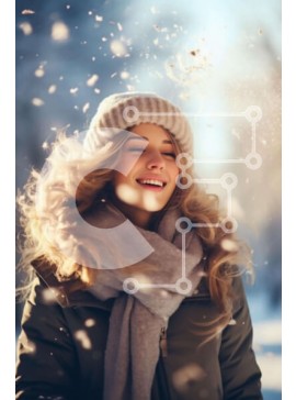 Intra Συλλεκτικό Ξύλινο Παζλ Plywood  4mm - Νεαρή γυναίκα που απολαμβάνει τη χειμερινή περίοδο στο χιόνι Σε Ξύλινο Κουτί - Διαστάσεις Puzzle: 10x10 cm – 25 κομμάτια