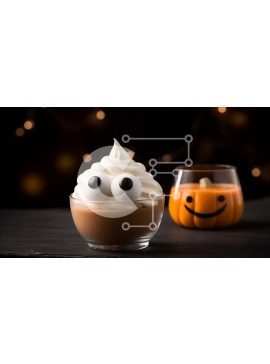 Σετ των 2 Intra Συλλεκτικό Ξύλινο Παζλ Plywood  4mm - Νόστιμο κύπελλο επιδόρπιο κολοκύθας με σαντιγί και μάτια Googly Σε Ξύλινο Κουτί - Διαστάσεις: 10x10 cm – 25 κομμάτια