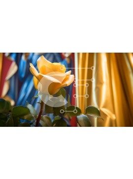 Intra Συλλεκτικό Ξύλινο Παζλ Plywood  4mm - Μονό κίτρινο τριαντάφυλλο με πράσινα φύλλα Σε Ξύλινο Κουτί - Διαστάσεις: 10x10 cm – 25 κομμάτια