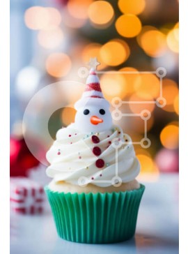 Σετ των 2 Intra Συλλεκτικό Ξύλινο Παζλ Plywood  4mm - Χιονάνθρωπος Cupcake με πολύχρωμα γιορτινά στολίδια Σε Ξύλινο Κουτί - Διαστάσεις: 10x10 cm – 25 κομμάτια