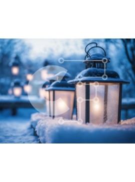 Intra Συλλεκτικό Ξύλινο Παζλ Plywood  4mm - Χιονισμένα χειμερινά φανάρια για μια ζεστή ατμόσφαιρα Σε Ξύλινο Κουτί - Διαστάσεις Puzzle: 10x10 cm – 25 κομμάτια