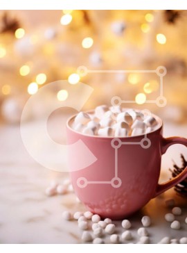 Σετ των 2 Intra Συλλεκτικό Ξύλινο Παζλ Plywood  4mm - Εορταστικό ροζ φλιτζάνι καφέ με Marshmallows και νιφάδες χιονιού Σε Ξύλινο Κουτί - Διαστάσεις: 10x10 cm – 25 κομμάτια