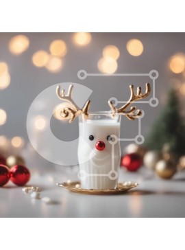 Intra Συλλεκτικό Ξύλινο Παζλ Plywood  4mm - Χριστουγεννιάτικο γάλα με κέρατα ταράνδου και στολίδια Σε Ξύλινο Κουτί - Διαστάσεις Puzzle: 10x10 cm – 25 κομμάτια