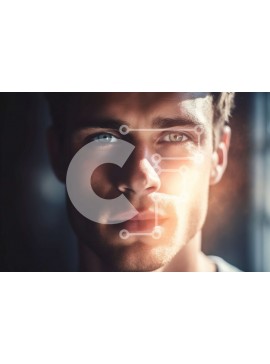 Intra Συλλεκτικό Ξύλινο Παζλ Plywood  4mm - Πορτρέτο ενός νεαρού άνδρα με φωτεινά μπλε μάτια και σοβαρή έκφραση Σε Ξύλινο Κουτί - Διαστάσεις Puzzle: 10x10 cm – 25 κομμάτια