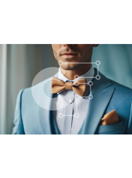 Intra Συλλεκτικό Ξύλινο Παζλ Plywood  4mm - Άνδρας με γαλάζιο κοστούμι και καφέ παπιγιόν Σε Ξύλινο Κουτί - Διαστάσεις Puzzle: 10x10 cm – 25 κομμάτια