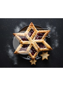 Σετ των 2 Intra Συλλεκτικό Ξύλινο Παζλ Plywood  4mm - Star Pastry με γέμιση Cranberry για εορταστικές γιορτές Σε Ξύλινο Κουτί - Διαστάσεις: 10x10 cm – 25 κομμάτια