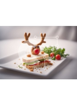 Σετ των 2 Intra Συλλεκτικό Ξύλινο Παζλ Plywood  4mm - Σάντουιτς κέρατου ταράνδου με φρέσκα λαχανικά Σε Ξύλινο Κουτί - Διαστάσεις: 10x10 cm – 25 κομμάτια