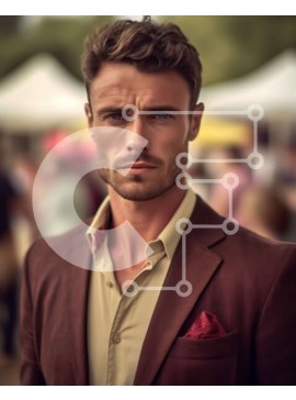 Intra Συλλεκτικό Ξύλινο Παζλ Plywood  4mm - Σοβαρός άνδρας με κόκκινο σακάκι σε υπαίθρια εκδήλωση Σε Ξύλινο Κουτί - Διαστάσεις Puzzle: 10x10 cm – 25 κομμάτια