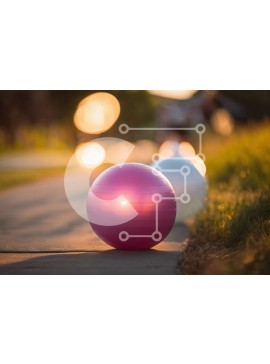 Intra Συλλεκτικό Ξύλινο Παζλ Plywood  4mm - Μπάλα γυμναστικής στο πεζοδρόμιο με ανθρώπους που περπατούν Σε Ξύλινο Κουτί - Διαστάσεις Puzzle: 10x10 cm – 25 κομμάτια